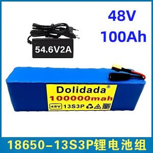 Electric Bicycle Battery 48v 100Ah 18650 Lithium Ion Battery Pack 13 Strings 3 and + Charger